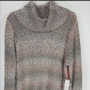 Elle Pink/Metallic Silver Ombré Turtleneck Sweater